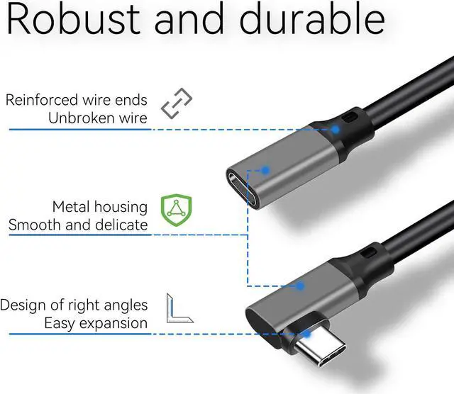 Alt view image 6 of 7 - USB Type C Extension Cable 1.6Ft/0.5M 10Gbps USB 3.2 Type C Male to Female Extender Cord 100W 5A Fast Charging Compatible with Laptop Tablet Mobile Phone Switch Grey