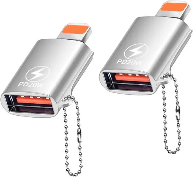 Main image of Lightning Male to USB Female OTG Adapter PD 20W Fast Charging Adapter Connector Convertor for iPhone 14 13 iPad U Disk Mouse Keyboard Hubs Silver