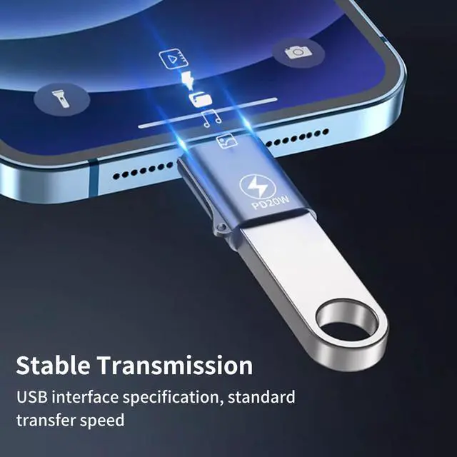 Alt view image 3 of 7 - Lightning Male to USB Female OTG Adapter PD 20W Fast Charging Adapter Connector Convertor for iPhone 14 13 iPad U Disk Mouse Keyboard Hubs Silver