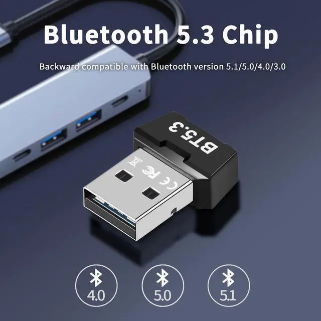 Alt view image 2 of 7 - USB Bluetooth Adapter 5.3 for PC Plug and Play Adapter for Keyboard Mouse Headphone Speakers