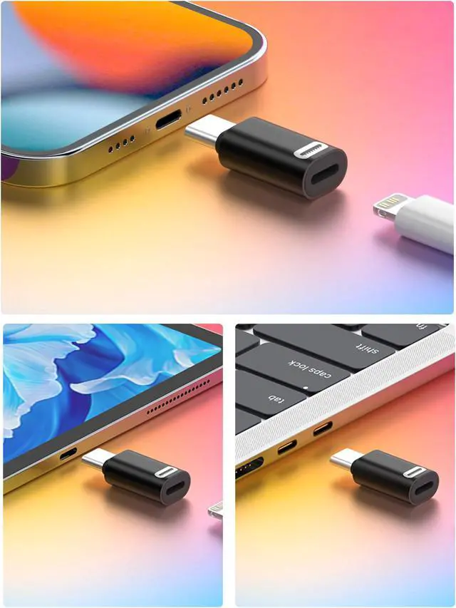 Alt view image 4 of 7 - USB C Male to Lightning Female Adapter 2 Pack Fast Charging and Data Sync for iPhone 15 Series iPad Switch Laptop Other Type C Device Not OTG Whrite No Keychain