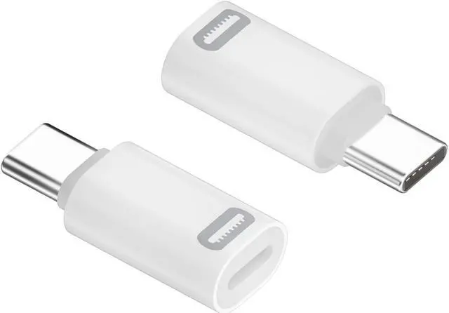 Main image of USB C Male to Lightning Female Adapter 2 Pack Fast Charging and Data Sync for iPhone 15 Series iPad Switch Laptop Other Type C Device Not OTG Whrite No Keychain