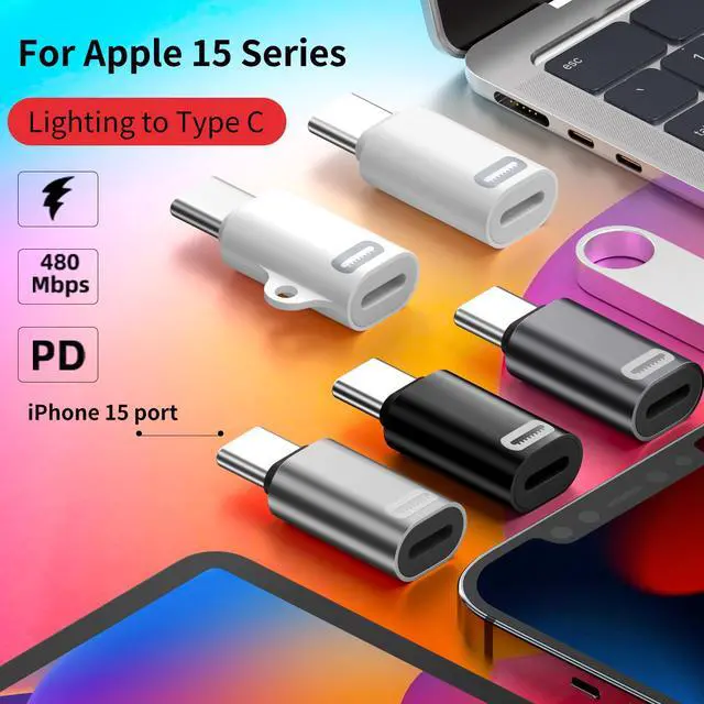 Alt view image 2 of 7 - USB C Male to Lightning Female Adapter 2 Pack Fast Charging and Data Sync for iPhone 15 Series iPad Switch Laptop Other Type C Device Not OTG Silver No Keychain