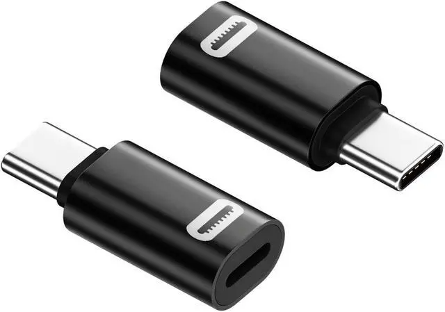 Main image of USB C Male to Lightning Female Adapter 2 Pack Fast Charging and Data Sync for iPhone 15 Series iPad Switch Laptop Other Type C Device Not OTG Black No Keychain
