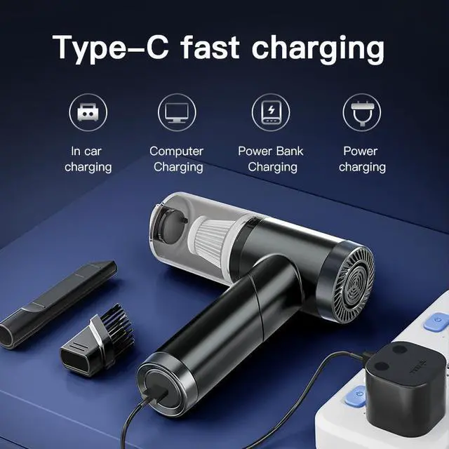 Alt view image 4 of 7 - Cordless Mini Handheld Vacuum Cleaner Electric Air Duster Vacuum Cleaner 2 in 1 Rechargeable for Home, Office and Car Cleaning