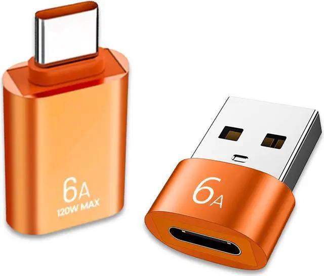 Main image of USB 3.0 to Type-c and TypeC to USB C Male to USB 3.0 Female Adapter 6A OTG Charging Connector for Mobile Tablet PC Computer 2-Pack 2Pack Orange