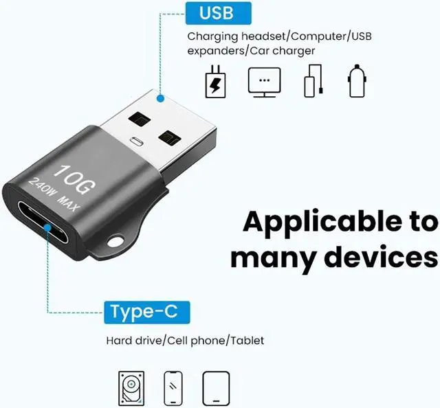 Alt view image 6 of 7 - 2Pcs 240W USB OTG to Type C Data Transfer Adapter Type C Female to USB Male Converter Fast Charging Adapter for Laptop Macbook Samsung