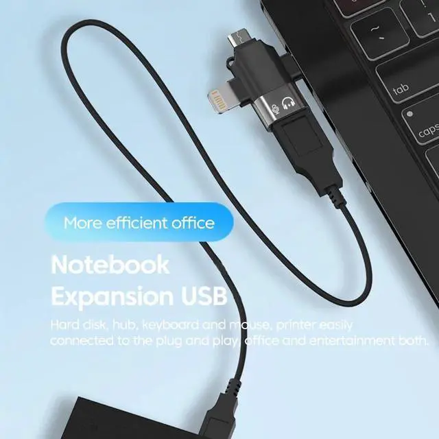 Alt view image 4 of 6 - 2Pack 3-in-1 OTG Adapter USB3.0 to Lightning Converter Type-C Micro USB Flash Drive for iphone Xiaomi Samsung Cell Phones Tablet