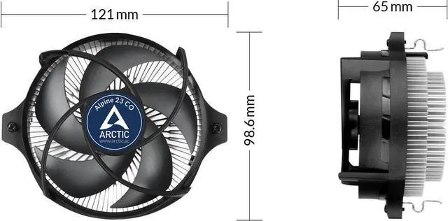 Alt view image 7 of 8 - ARCTIC Alpine 23 CO - Compact AMD CPU cooler for AM5 and AM4, Thermal compound MX-2 pre-applied, for Continous Operation, Computer, PC - Black