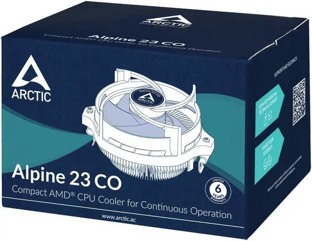 Alt view image 8 of 8 - ARCTIC Alpine 23 CO - Compact AMD CPU cooler for AM5 and AM4, Thermal compound MX-2 pre-applied, for Continous Operation, Computer, PC - Black