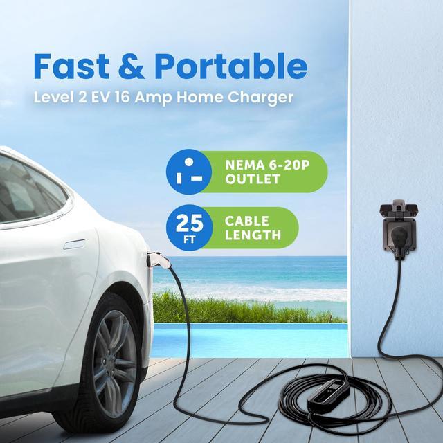 EV Charge+ Level 2 EV Charger 16 Amp SAE J1772 Portable EV