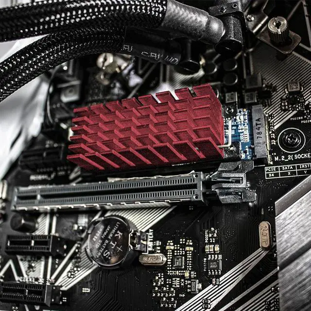 Alt view image 7 of 7 - archgon SSD Heatsink for PCIe SSD m.2 2280 SSD nvme SSD for workstation server rugged computer ipc industrial computer gaming pc use (red)(HS-0130-R)