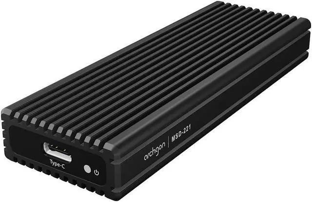 Main image of Archgon USB 3.1 Gen.2 NVMe Aluminum External SSD Enclosure with Both USB-C and USB-A Cables Compatible with M.2 2230/2242/2260/2280 PCIe-Based Solid State Drive Model MSD-221 (Black)