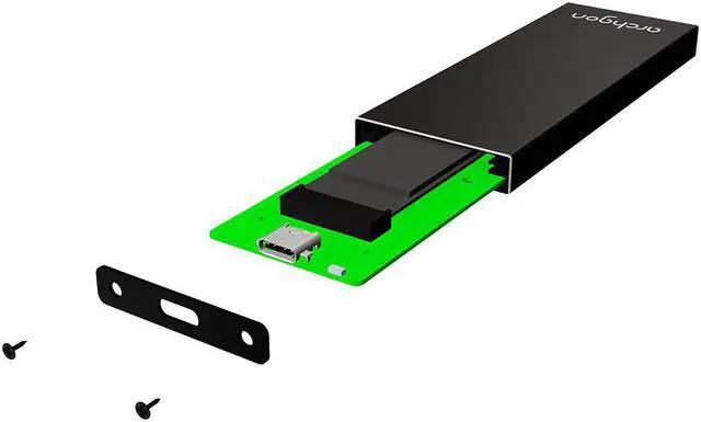Alt view image 5 of 6 - Archgon M.2 SSD Aluminum Enclosure Compatible with NGFF SATA III 6Gb/s B-Key & B+M-Key 2280/2260/2242/2230 Solid State Drive USB 3.1 Gen.2 Speed Model MSD-211 (M.2 NGFF B-Key B+M Key, Black)