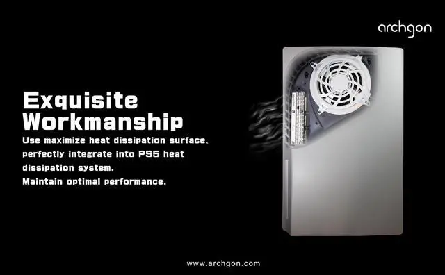 Alt view image 3 of 7 - Archgon PS5 Heatsink Cooler for PCIe NVMe M.2 2280/22110 SSD for PS5 Workstation Server Rugged Computer IPC Industrial Computer Gaming PC Use (Black) (HS-1110-PS5)