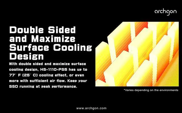 Alt view image 5 of 7 - Archgon PS5 Heatsink Cooler for PCIe NVMe M.2 2280/22110 SSD for PS5 Workstation Server Rugged Computer IPC Industrial Computer Gaming PC Use (Silver)(HS-1110-PS5)
