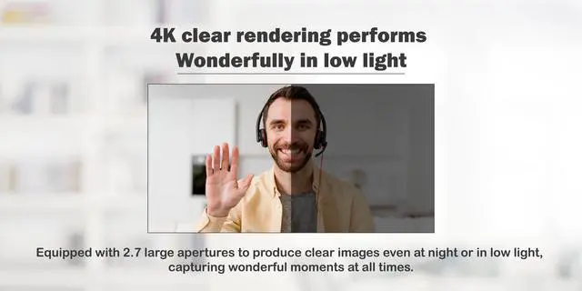 Alt view image 4 of 7 - Archgon 4K Webcam Ultra HD 4K Streaming Low-Light Correction with Dual Omni-Directional Microphone, Privacy Cover and Tripod Compatible with Teams, Zoom, Skype.. (C6403)