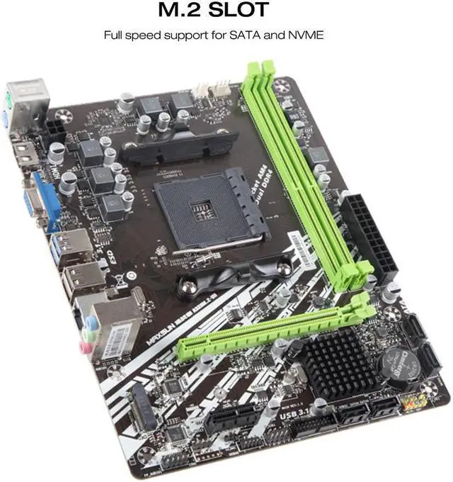 Alt view image 9 of 10 - MAXSUN Full Motherboard AM4 A320M.2-VH Challenger AMD ddr4 memory slots Rams PCI-E slot ssd VGA mainboard for desktop