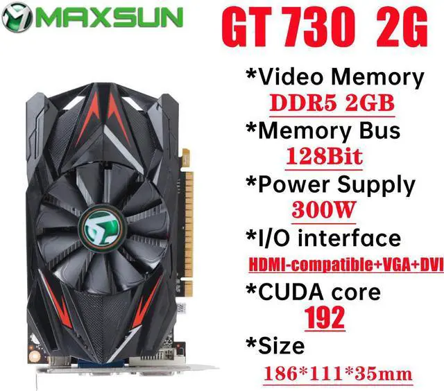 Alt view image 2 of 10 - MAXSUN Full NVIDIA GT 730 2GB 4GB GDDR3 DDR5 HDMI-compatible VGA DVI Computer PC Gaming Video 64Bit 128bit Graphics Card GPU/GT730 4GB DDR3