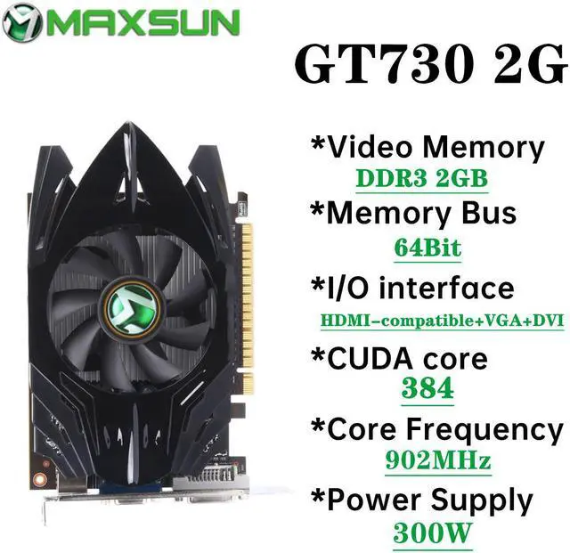 Alt view image 3 of 10 - MAXSUN Full NVIDIA GT 730 2GB 4GB GDDR3 DDR5 HDMI-compatible VGA DVI Computer PC Gaming Video 64Bit 128bit Graphics Card GPU/GT730 4GB DDR3