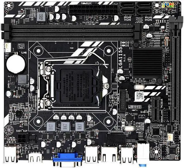 Alt view image 6 of 6 - H61 desktop motherboard Dual channels SATA Ethernet for DDR3 ram stock H61M LGA 1155 quality assured graphics card pc M-ATX motherboard