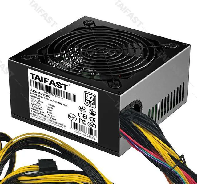 Alt view image 4 of 5 - 1600W mining power supplies with Multi-channel full voltage 170v-240v Power Supply Taifast 92 Plus Gold For 8/12 GPU self-manufacture in stock