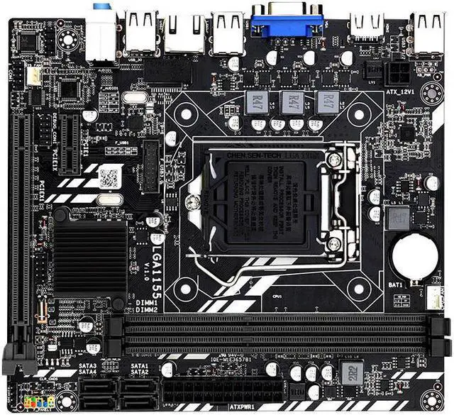 Alt view image 2 of 6 - Taifast SATA desktop motherboard Dual channels Ethernet for DDR3 ram stock H61M LGA 1155 quality assured PC GPU M-ATX motherboard