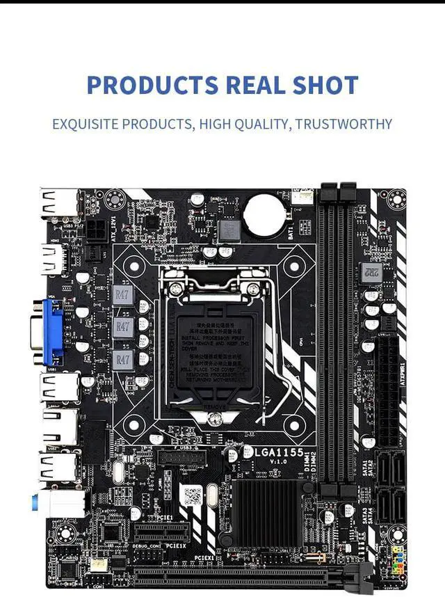 Alt view image 6 of 6 - Taifast SATA desktop motherboard Dual channels Ethernet for DDR3 ram stock H61M LGA 1155 quality assured PC GPU M-ATX motherboard