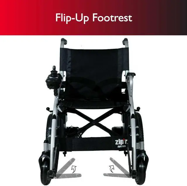 Alt view image 5 of 7 - Zipr Transport Lite Electric Wheelchair - Lightweight Folding Electric Wheelchair - Portable Electric Wheelchairs For Adults, Seniors, Elderly, Travel - Power Wheelchair Long Range Battery & USB Port
