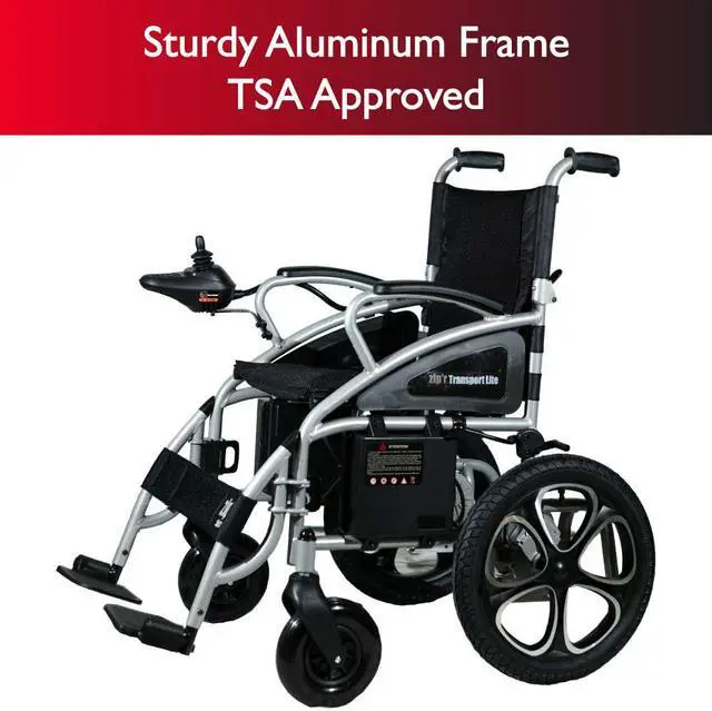 Alt view image 4 of 7 - Zipr Transport Lite Electric Wheelchair - Lightweight Folding Electric Wheelchair - Portable Electric Wheelchairs For Adults, Seniors, Elderly, Travel - Power Wheelchair Long Range Battery & USB Port