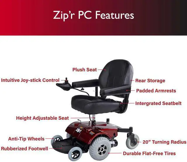 Alt view image 2 of 7 - Zipr PC Power Electric Wheelchair - Full Size Long Range Motorized Wheelchair - Electric Wheelchairs for Adults, Seniors, Elderly, Travel- Power Wheelchair 19.5 Inch Seat - Extended Battery