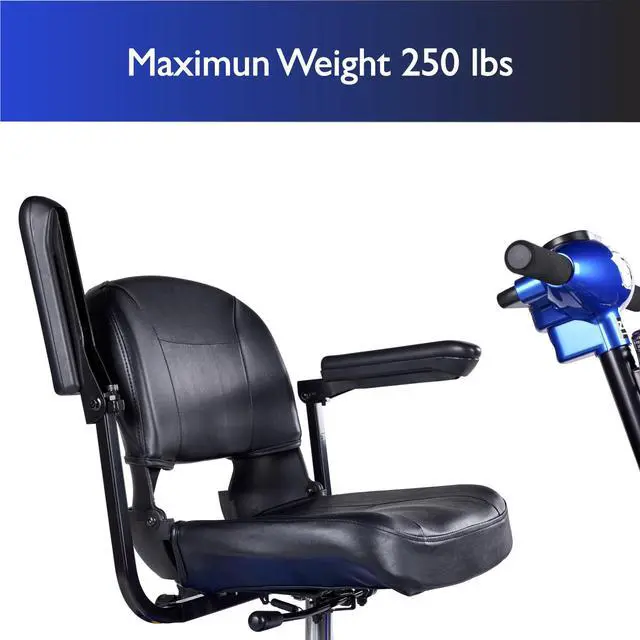 Alt view image 5 of 7 - Zipr Xtra 3 Wheel Scooter - 3 Wheel Extended Wheelbase Mobility Scooter - 16" Seat Electric Wheelchair - Portable & Folding Mobility Scooters for Adults, Travel, Seniors, Elderly