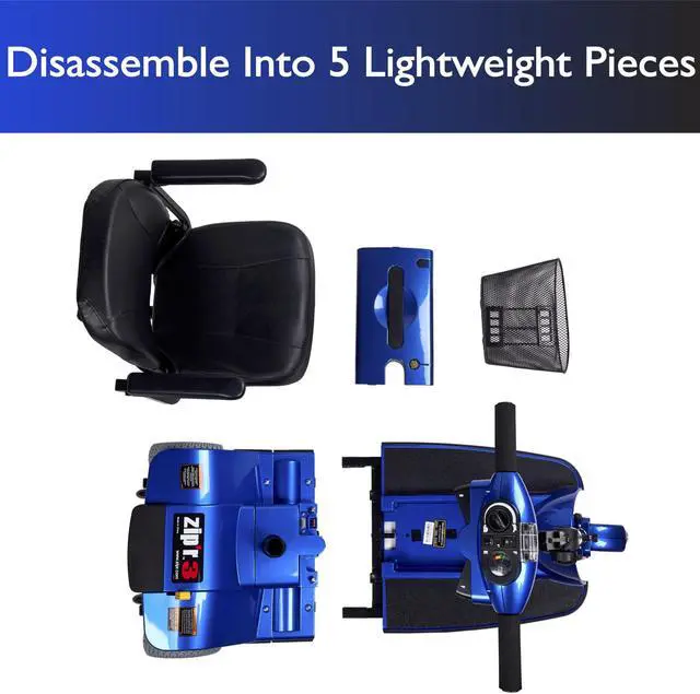 Alt view image 6 of 7 - Zipr Xtra 3 Wheel Scooter - 3 Wheel Extended Wheelbase Mobility Scooter - 16" Seat Electric Wheelchair - Portable & Folding Mobility Scooters for Adults, Travel, Seniors, Elderly