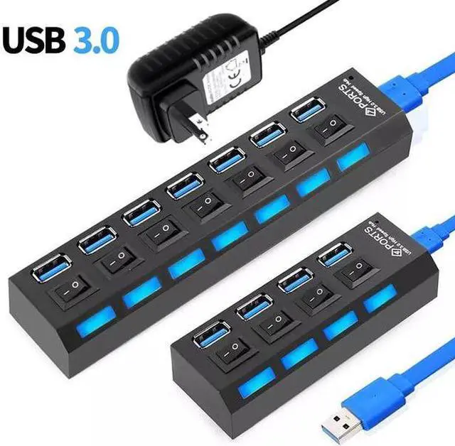 Main image of USB 3.0 Hub 5Gbps High Speed Multi USB Splitter 3 Hab Use Power Adapter 4/7 Port Multiple Expander Hub With Switch For PC Laptop