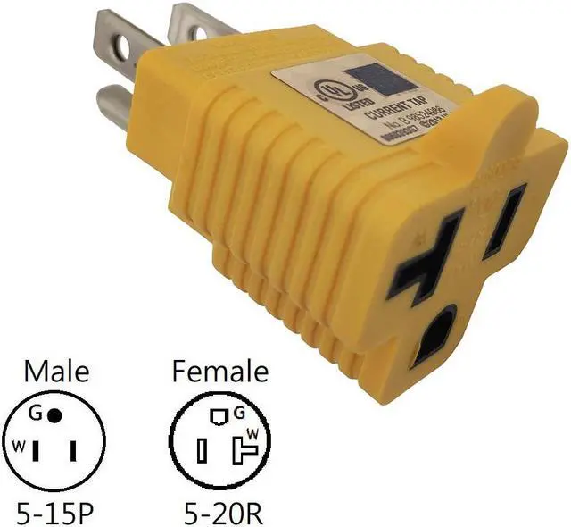 Main image of Parkworld UL Listed NEMA 5-15P to 5-20R T-Blade Adapter, Household Regular 5-15 Plug to 5-20 Receptacle (1-Piece)