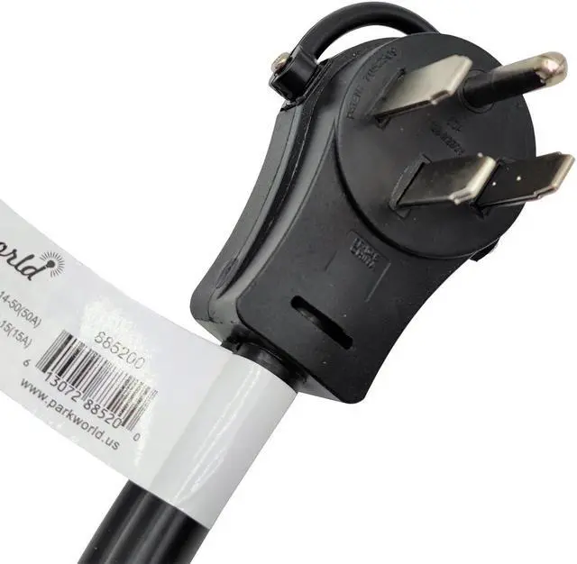 Alt view image 2 of 4 - Parkworld 885200 Splitter, RV 50A to 30A & 15A V adapter cord 14-50P male to TT-30R & 5-15R female