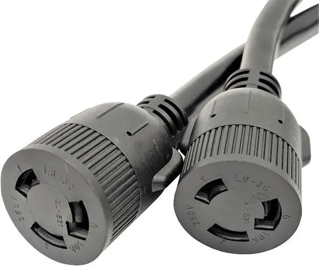 Alt view image 2 of 5 - Parkworld 60523 NEMA 14-50P to L6-30R Dual Socket Splitter Cord, RV 50 AMP 4-Prong 14-50 Male Plug to NEMA (2) L6-30 Female Twist Lock Receptacle 250V