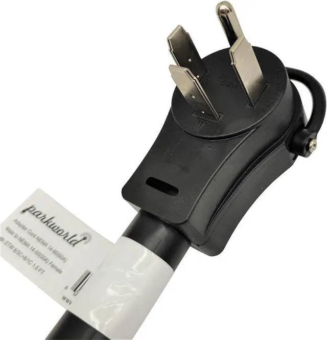 Alt view image 3 of 4 - Parkworld 692378 Welder Adapter Cord 14-60p to 14-50r, Welding NEMA 14-60P Male to RV NEMA 14-50R, 50AMP, 1.5FT