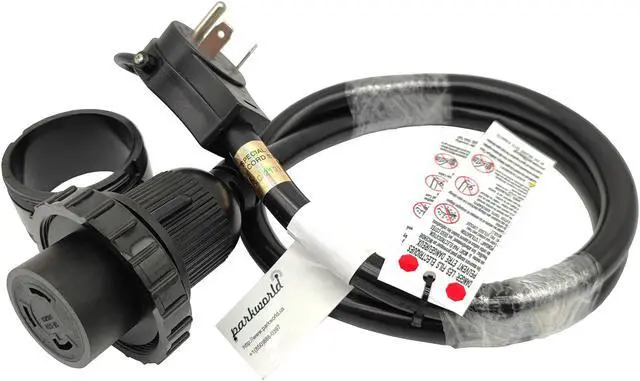 Alt view image 4 of 5 - Parkworld 64880 RV Shore Power 30A Adapter Extension Cord TT-30P to L5-30R 4 ft.