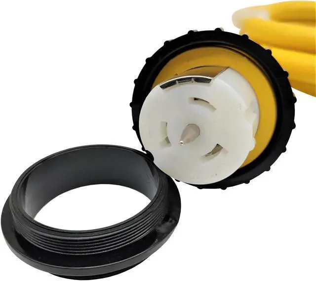 Alt view image 3 of 5 - Parkworld 62176A Shore Power Adapter Generator 30A L14-30P Male to Marine 50A SS2-50R Female with Locking Ring 10 ft.