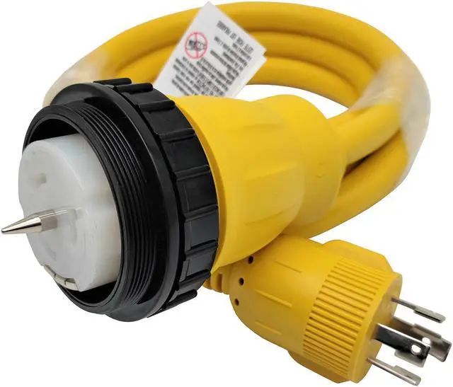 Alt view image 5 of 5 - Parkworld 62176A Shore Power Adapter Generator 30A L14-30P Male to Marine 50A SS2-50R Female with Locking Ring 10 ft.