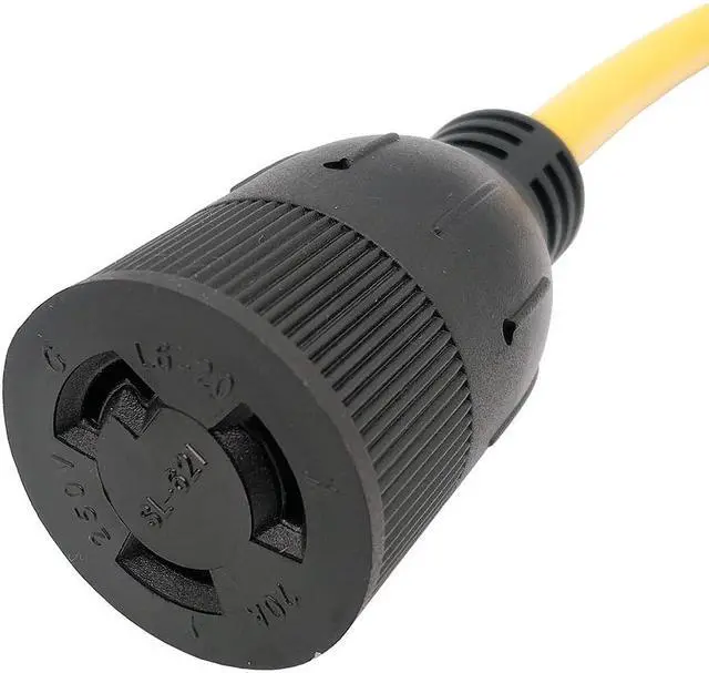 Alt view image 3 of 3 - Parkworld 60578 Adapter Power Cord 20 AMP 6-20 Plug Right Angle to Twist Lock L6-20 Receptacle 3 ft.