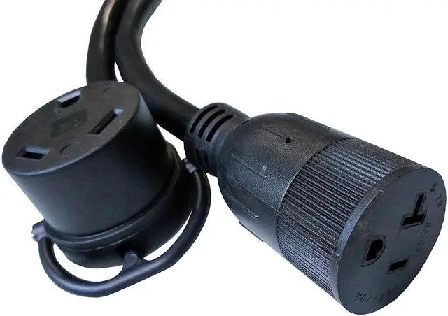 Alt view image 2 of 3 - Parkworld 886016 Splitter 3-Prong 30 AMP Locking L5-30P Male to RV TT-30R + Generator 5-20R (Household 5-15R) Female, Generator Y Adapter Cord