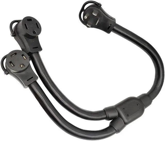 Main image of Parkworld 886191 RV 50 AMP Splitter Adapter NEMA 14-60P Male Plug to (2) 14-60R Female Connector