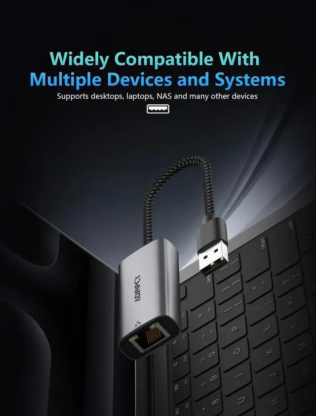 Alt view image 6 of 7 - ADJNPCY USB-A to Ethernet Adapter,USB3.0 to 2.5 Gbps Ethernet LAN Network Adapter,Aluminum Portable,for MacBook , and Later, Lenovo and Later, XPS