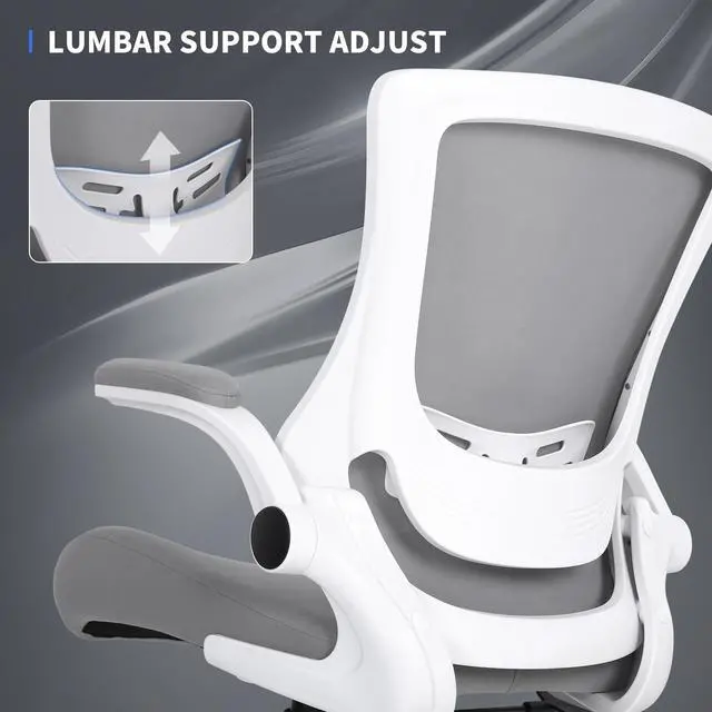 Alt view image 3 of 6 - Misolant Tall Office Chair, Drafting Chair for Standing Desk, Office Chair with Adjustable Lumbar Support, Flip-up Arm and Move Footrest, Ergonomic Desk Chair Home Office Chair (Gray)