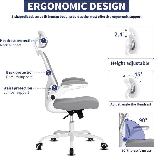 Misolant Ergonomic Chair, Office Desk Chair, Office Chair, Desk Chair with  Headrest, Ergonomic Office Chair Adjustable Lumbar Support and Flip up  Armrest, Office Desk Chair Ergo Computer Chair - Yahoo Shopping