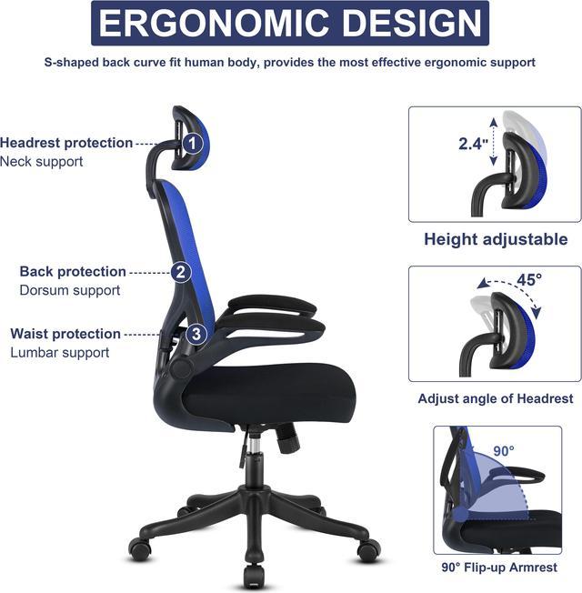 Misolant Ergonomic Chair, Office Desk Chair, Office Chair, Desk Chair with  Headrest, Ergonomic Office Chair Adjustable Lumbar Support and Flip up  Armrest, Office Desk Chair Ergo Computer Chair - Yahoo Shopping