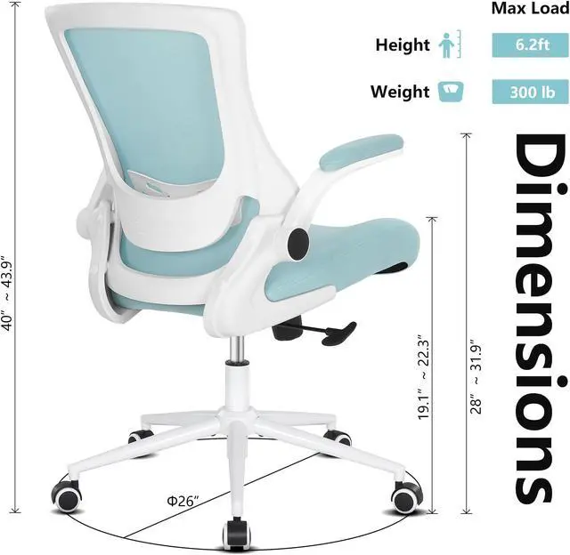 Alt view image 5 of 6 - Misolant Desk Chair, Comfortable Office Chair, Ergonomic Chair, Mesh Office Chair with Adjustable Lumbar Support and Flip up Armrest, Recline Office Chair Ergonomic Desk Chair