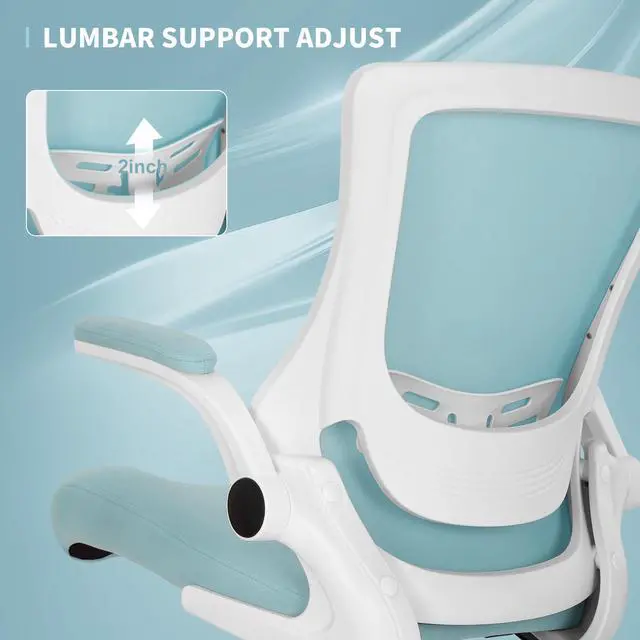 Alt view image 6 of 6 - Misolant Desk Chair, Comfortable Office Chair, Ergonomic Chair, Mesh Office Chair with Adjustable Lumbar Support and Flip up Armrest, Recline Office Chair Ergonomic Desk Chair